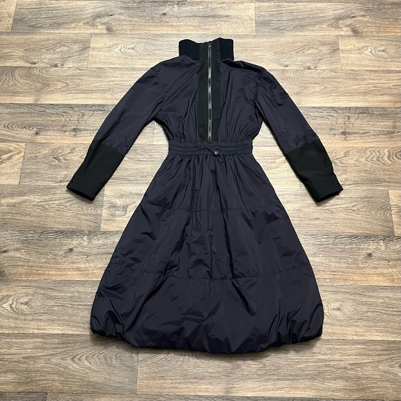 Moncler High-Neck Nylon Dress Black Long-Sleeve Size 42 - Picture 5 of 16